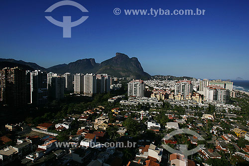  View of Barra da Tijuca neighbourhood with Gavea Stone on the background  - Rio de Janeiro city - Rio de Janeiro state (RJ) - Brazil