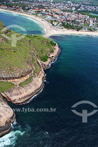  Aerial view of Pontal stone, between Recreio and Macumba beaches - Recreio dos Bandeirantes neighbourhood - Rio de Janeiro city - Rio de Janeiro state - Brazil 