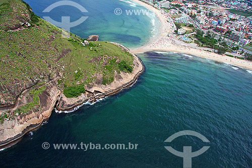  Aerial view of Pontal stone, between Recreio and Macumba beaches - Recreio dos Bandeirantes neighbourhood - Rio de Janeiro city - Rio de Janeiro state - Brazil 