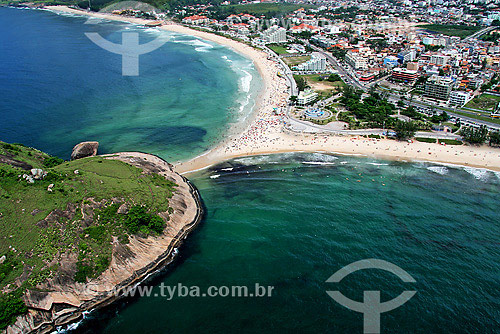  Aerial view of Pontal stone, between Recreio and Macumba beaches - Recreio dos Bandeirantes neighbourhood - Rio de Janeiro city - Rio de Janeiro state - Brazil 