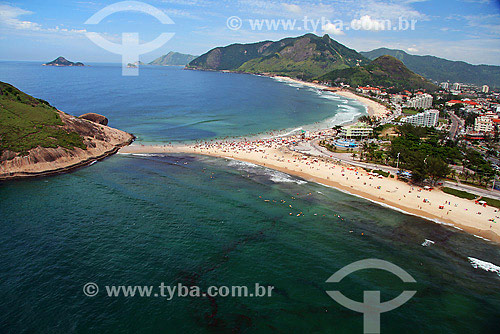  Aerial view of Pontal stone, between Recreio and Macumba beaches - Recreio dos Bandeirantes neighbourhood - Rio de Janeiro city - Rio de Janeiro state - Brazil 