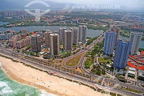  Aerial view of Barra da Tijuca beach - Start of Ayrton Senna avenue - Rio de Janeiro city - Rio de Janeiro state - Brazil 