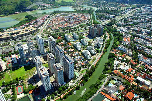  Aerial view of Barra da Tijuca neighbourhood showing buildings and houses - Rio de Janeiro city - Rio de Janeiro state - Brazil - November 2006 