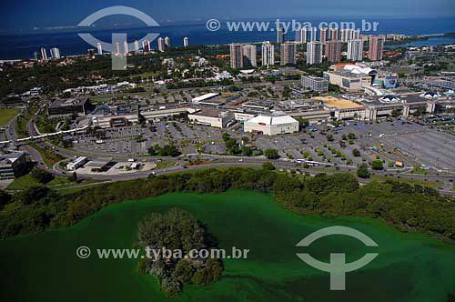  Aerial view of Barra Shopping center and part of Tijuca lagoon - Rio de Janeiro city - Rio de Janeiro state - Brazil 