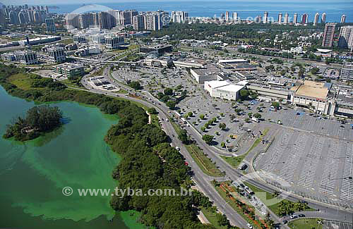  Aerial view of Barra Shopping center and part of Tijuca lagoon - Rio de Janeiro city - Rio de Janeiro state - Brazil 