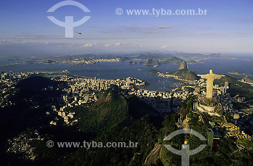  Aerial view of the Christ the Redeemer at the Corcovado mountain - Rio de Janeiro city - Rio de Janeiro state - Brazil 