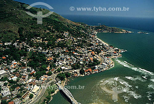  Aerial view of the the small city of Guaratiba at the southernmost point of the state of Rio de Janeiro, near the Restinga da Marambaia (Marambaia Coastal Plain) - Rio de Janeiro - RJ - Brazil 