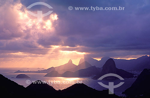  Sunset at south zone of Rio de janeiro city as seen from Niteroi city - Rio de Janeiro state - Brazil 