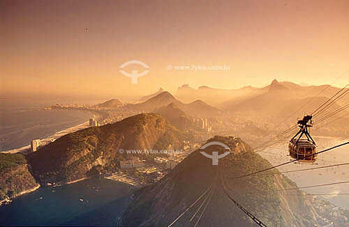  Rio de Janeiro city as seen from the Sugar Loaf and it cable car at the sunset - Rio de Janeiro city - Rio de Janeiro state - Brazil 