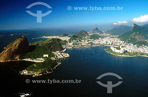  Panoramic view of south zone of Rio de Janeiro with Pão de Açúcar (Sugar Loaf), Enseada de Botafogo (Botafogo Cove) and part of man-made 