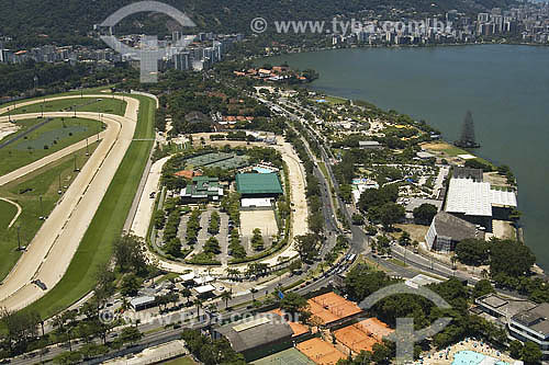  Aerial view of part of the Jockey Club to the left and Estaçao do Corpo Club to the right - Rio de Janeiro city - Rio de Janeiro state - Brazil 