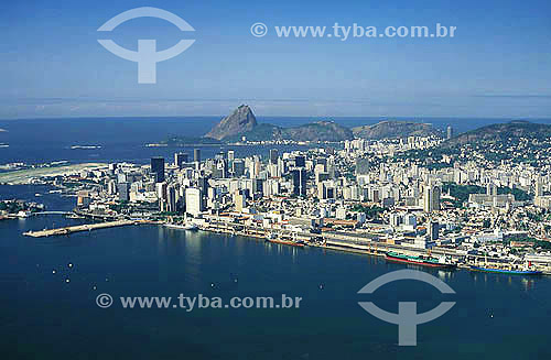  Aerial view of Rio de Janeiro city downtown as seen fro Guanabara Bay - Rio de Janeiro state - Brazil 