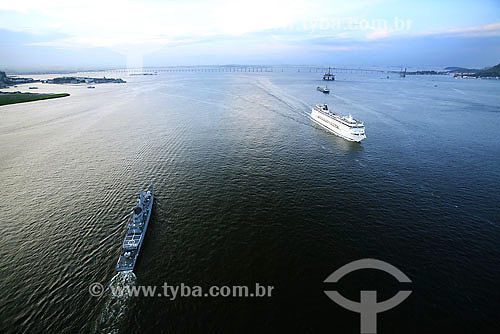  Aerial view of big ships in Guanabara Bay - Rio de Janeiro city - Rio de Janeiro state - Brazil 