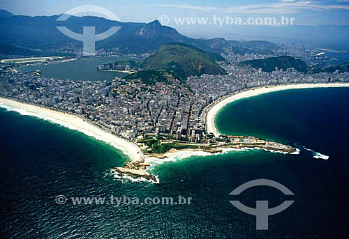  Aerial view of south zone of Rio de Janeiro city - Form left to right: Ipanema beach, Arpoador Beach, Copacabana beach and the 