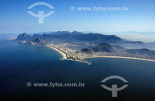  Aerial view of south zone of Rio de Janeiro city with Ipanema on the left to Copacabana on the right. From left to right you can see: Barra da Tijuca in the background; Pedra da Gávea (Rock of Gávea); Morro Dois Irmãos (Two Brothers Mountain); Parqu 