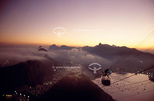  View from Sugar Loaf Mountain and it cable car at sunset showing the southern zone of Rio de Janeiro city - Rio de Janeiro state - Brazil 