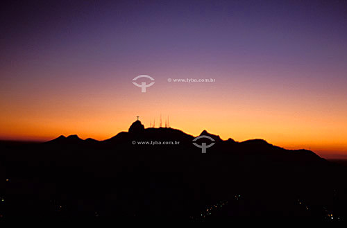  Landscape of Corcovado Montain and Sumare antenas at sunset - Rio de Janeiro city - Rio de Janeiro state - Brazil 