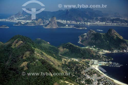  Aerial view of part of Niteroi city with Rio de Janeiro city in the background - Rio de Janeiro State - Brazil 