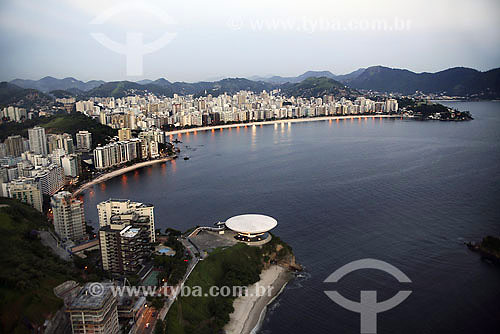   View of MAM (modern art museum) with Icarai beach on the backgrond - Niteroi city - Rio de Janeiro state  View of MAM (modern art museum) with Icarai beach on the backgrond - Niteroi city - Rio de Janeiro state  