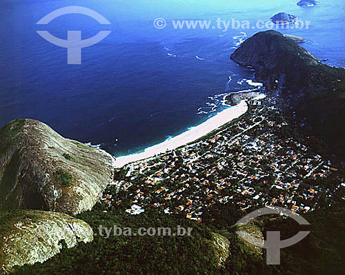  Aerial view of Itacoatiara Beach - Niteroi city - Rio de Janeiro state - Brazil 