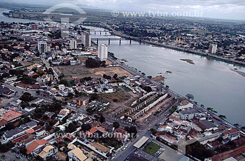  Aerial view of Campos city with the Paraiba do Sul River - Rio de Janeiro state - Brazil 