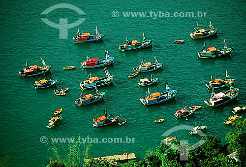  Fishing boats anchored near the town of Provetá - Ilha Grande (Big Island) - APA dos Tamoios (Tamoios Ecological Reserve) - Costa Verde (Green Coast) - Angra dos Reis city - Rio de Janeiro state - Brazil 