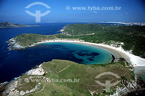  Aerial view of Praia das Conchas (Conchas Beach) - Cabo Frio city - Costa do Sol (Sun Coast) - Regiao dos Lagos (Lakes Region) - Rio de Janeiro state - Brazil 