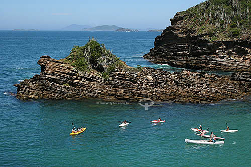  Canoes at the sea - Ferradurinha Beach - Buzios city - Lakes Region - Rio de Janeiro state north coast - Brazil 