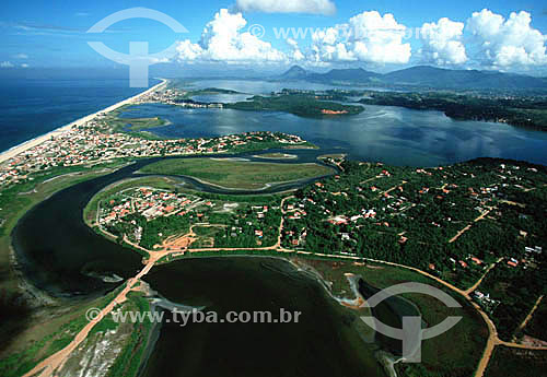  Aerial view of lakes and capes in the APA or Area de Proteçao Ambiental de Marica city (Marica Ecological Reserve) - Costa do Sol (Sun Coast) - Regiao dos Lagos (Lakes Region) - Rio de Janeiro state - Brazil 