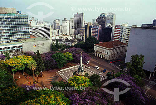  Trees and buildings around the Marechal Floriano or Matriz Square - Porto Alegre city - Rio Grande do Sul state - Brazil 