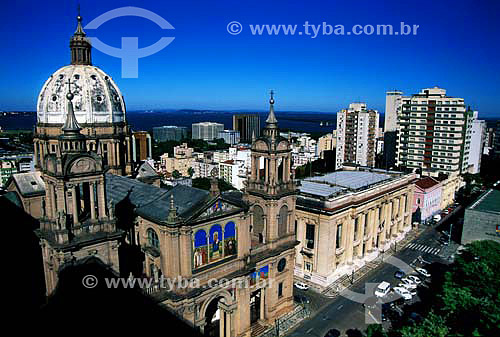  Cathedral and Government Palace on Porto Alegre city center - Rio Grande do Sul state - Brazil - 04/2003 