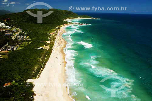  Aerial view of Praia Mole beach - Florianopolis - Santa Catarina state - Brazil 