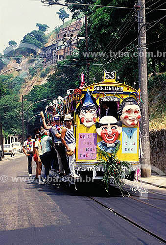  Tram of Santa Tereza neighborhood decorated for the 1984 carnival - Rio de Janeiro city - Rio de Janeiro state - Brasil 