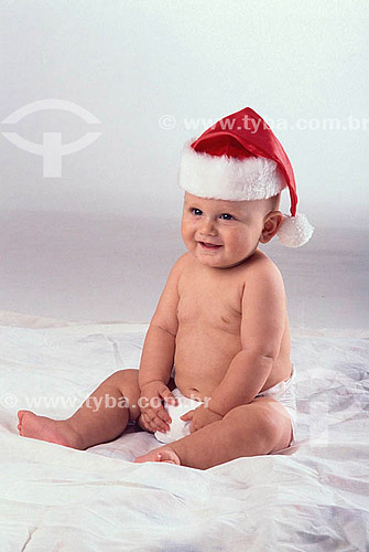  Baby with santa klaus cap 