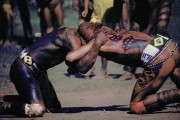 Indians fighting in Kuarup festival - Gaucha do Norte city - Mato Grosso state (MT) - Brazil