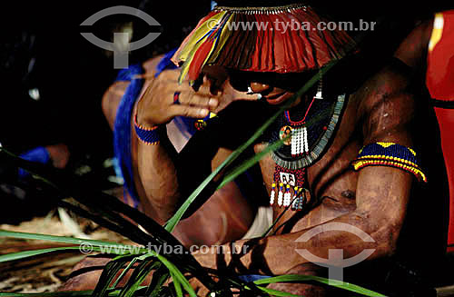  Caiapo indian in the tribe meeting in Altamira - Amazonas - 1989 