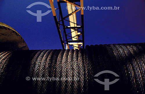  Steel cables, industrial equipment - Oil rig, Petroleum platform - Brazil 