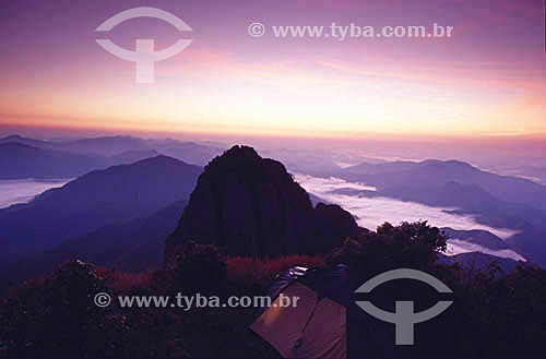  Camping - sunrise - top of the Selada Rock - Mantiqueira Moutain Range - Rio de Janeiro state - Brazil 