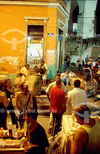  People drinking and talking - Lapa neighborhood by night - Rio de Janeiro city downtown - Rio de Janeiro state - Brazil 