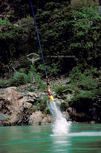  Bungee Jump from Dom Pedro II bridge on Rio São Francisco - Paulo Afonso city - Bahia state - Brazil 