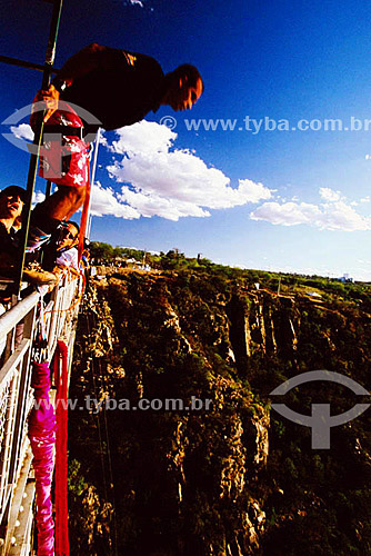  Bungee Jump from Dom Pedro II bridge on Rio São Francisco - Paulo Afonso city - Bahia state - Brazil 