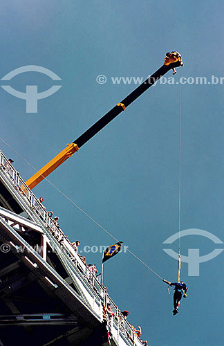  Bungee Jump from Dom Pedro II bridge on Rio São Francisco - Paulo Afonso city - Bahia state - Brazil 