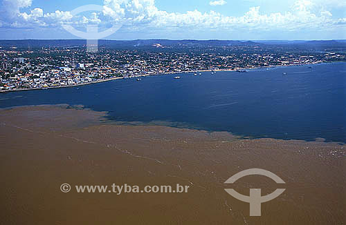 Amazonas river and Tapajos river intersection near Santarem city - Para state - Brazil  
