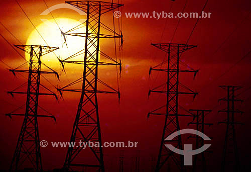  Transmission towers at sunset 