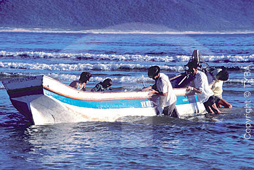  Men pushing a boat - Santa Catarina state - Brazil 