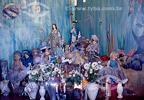  Altar in honor to Iemanja, the Queen of the Sea - Afro-Brazilian Religion - Bahia - Brazil 