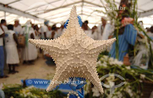  Star fish - Orixas - Iemanjá cult - Umbanda and Candomble - African Brazilian religion - New Year`s Eve - Copacabana  - Rio de Janeiro city - Rio de Janeiro state - Brazil  - 2005 