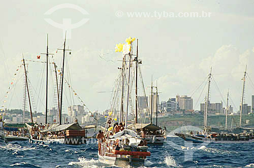  Boats during the Iemanja* Party (February 02) - Salvador city - Bahia state - Brazil  * Iemanja, the Sea goddess to Candomble Afro-brazilian religion 