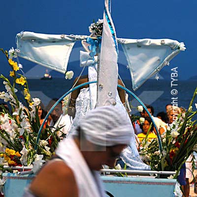  Religious cult to Iemanja, the Sea goddess to Candomble Afro-brazilian religion - New Year`s Eve 2003 on Copacabana - Rio de Janeiro city - Rio de Janeiro state - Brazil 