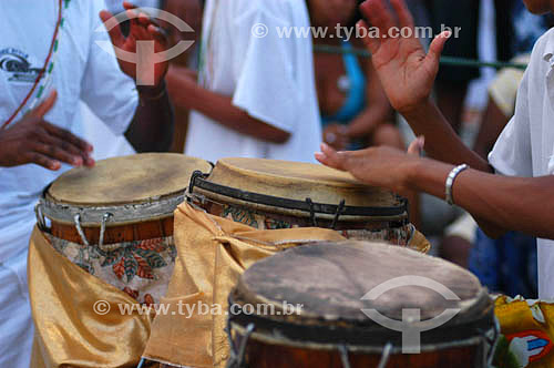  Umbanda and Camdomblé (afro-brazilian religions) music instruments during  New Year´s Eve 2005 - Copacabana - Rio de Janeiro city - Rio de Janeiro state - Brazil 